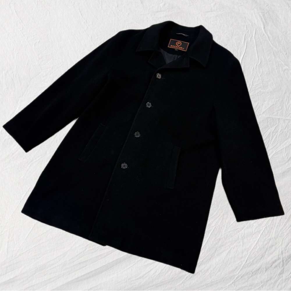 Rockport Men's Wool  Trench Coat, Black Size  XL, Made In Ukraine